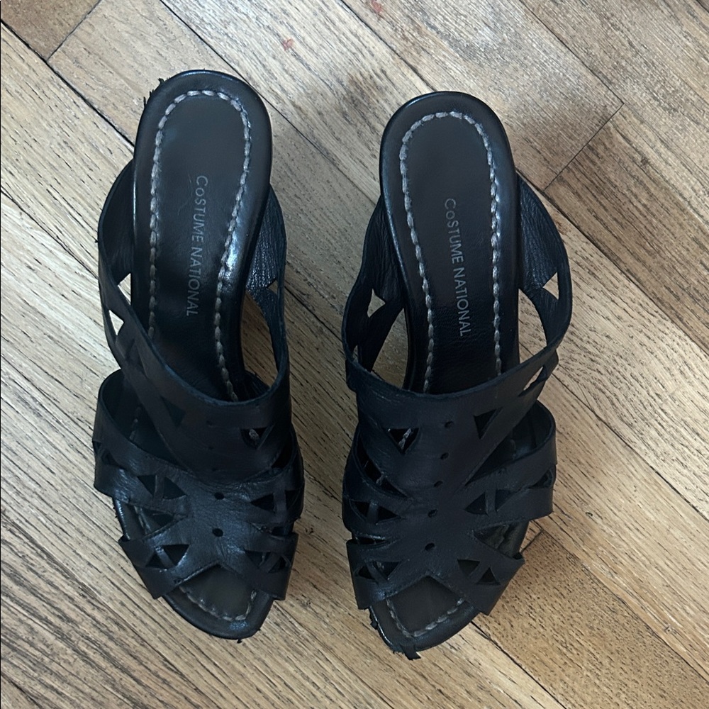 CNC Costume National Black Cutout Mules